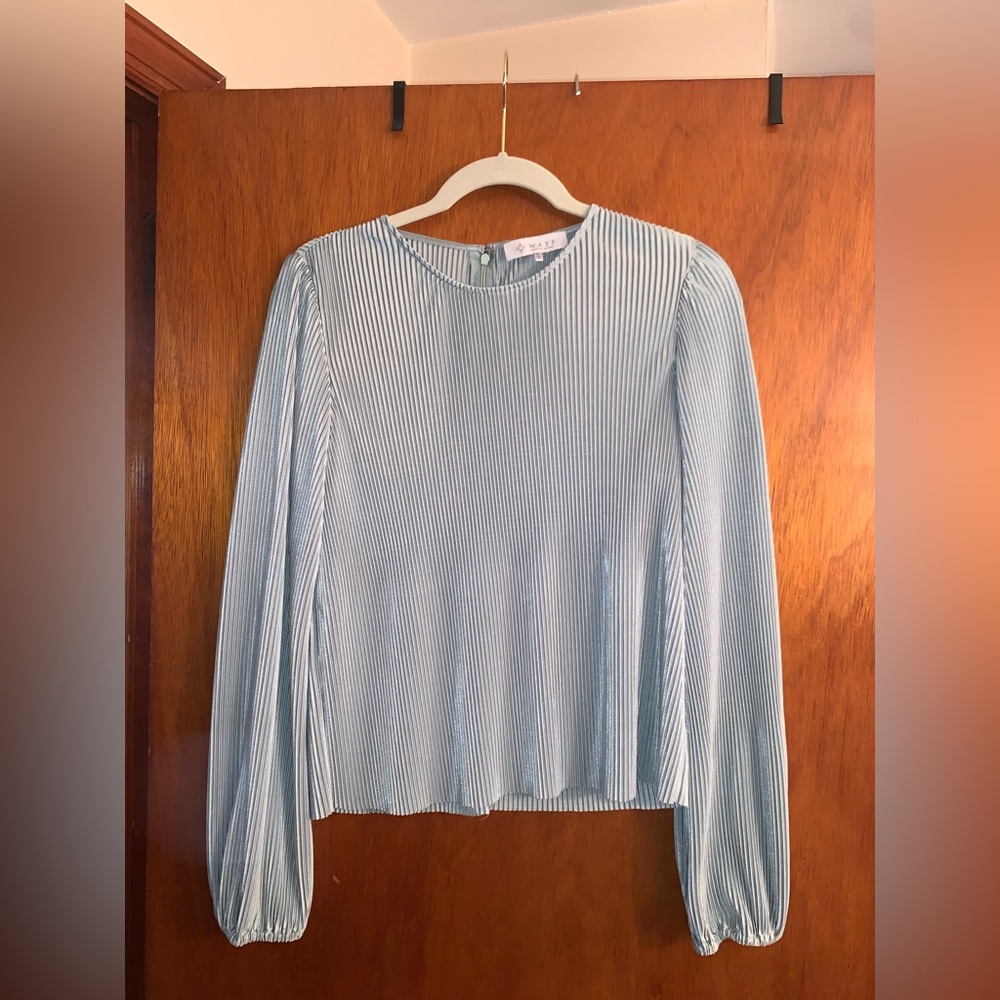 Silver Blue Pleated Top